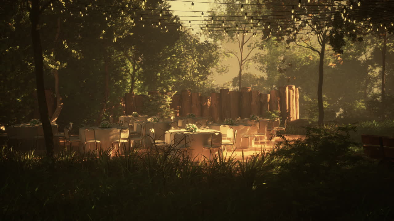 숲 속 의 만적 인 야외 결혼식