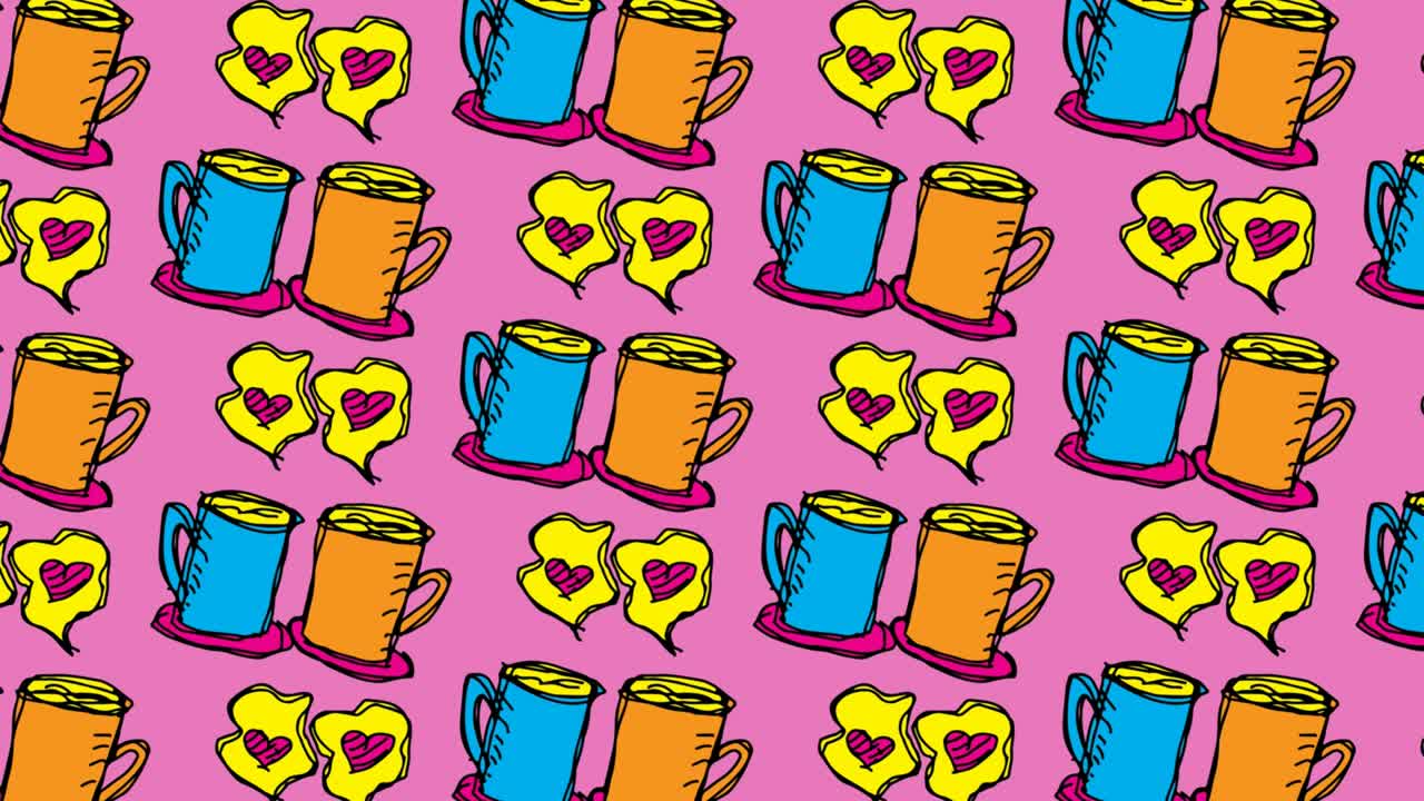kids drawing pop art seamless background with theme of love
