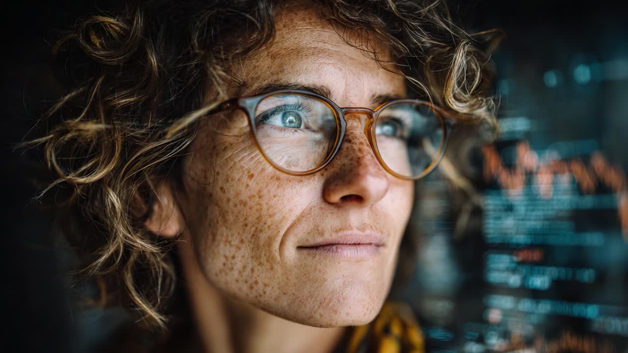 A Thoughtful Individual Reflecting Against a Background of Digital Information, Capturing a Moment of Contemplation and Insight in a Modern Setting