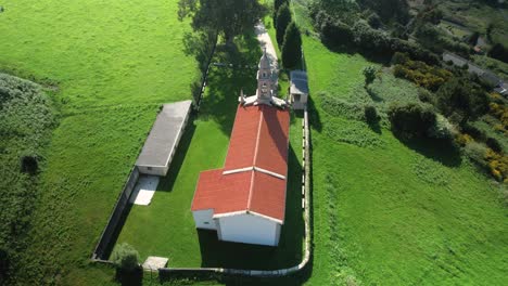 Aerial-View-Of-Santuario-dos-Milagres-de-Caion---Shrine-In-A-Coruna,-Spain