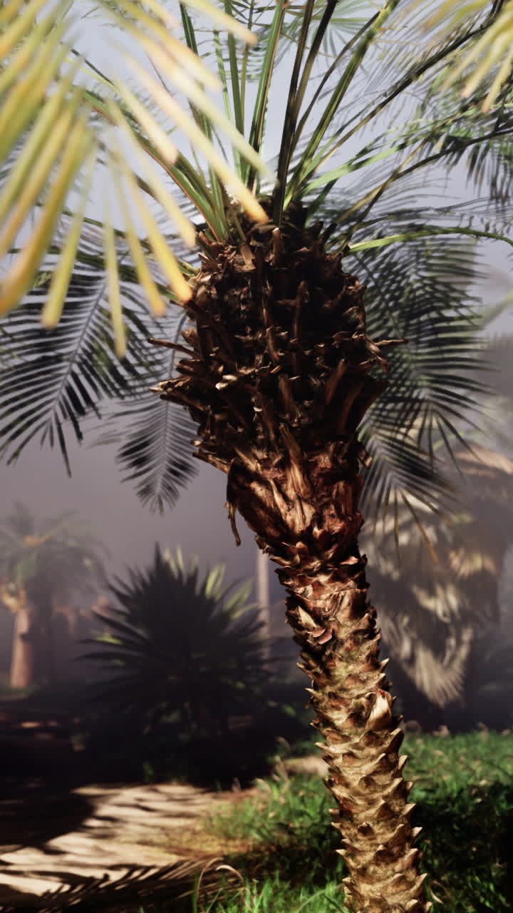 primer plano de una palmera en un bosque tropical