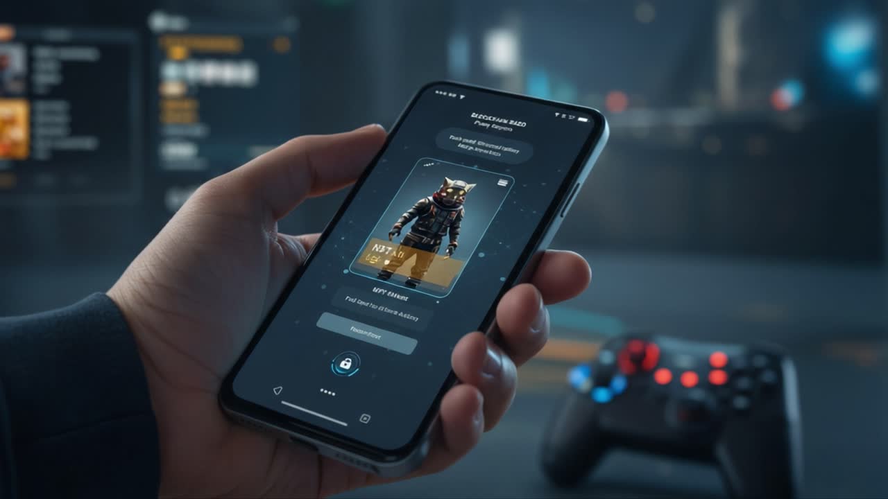 A user engages with a mobile app displaying a character card in a gaming environment, highlighting the dynamics of mobile gaming interactions and character customization