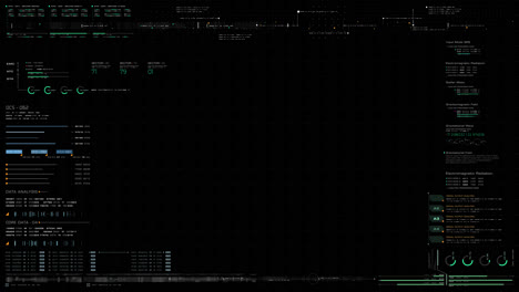 Futuristic-motion-graphic-user-interface-head-up-display-screen-template,-digital-data-telemetry-information-display-with-alpha-channel-for-graphic-overlay