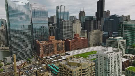 modern business area with glass buildings