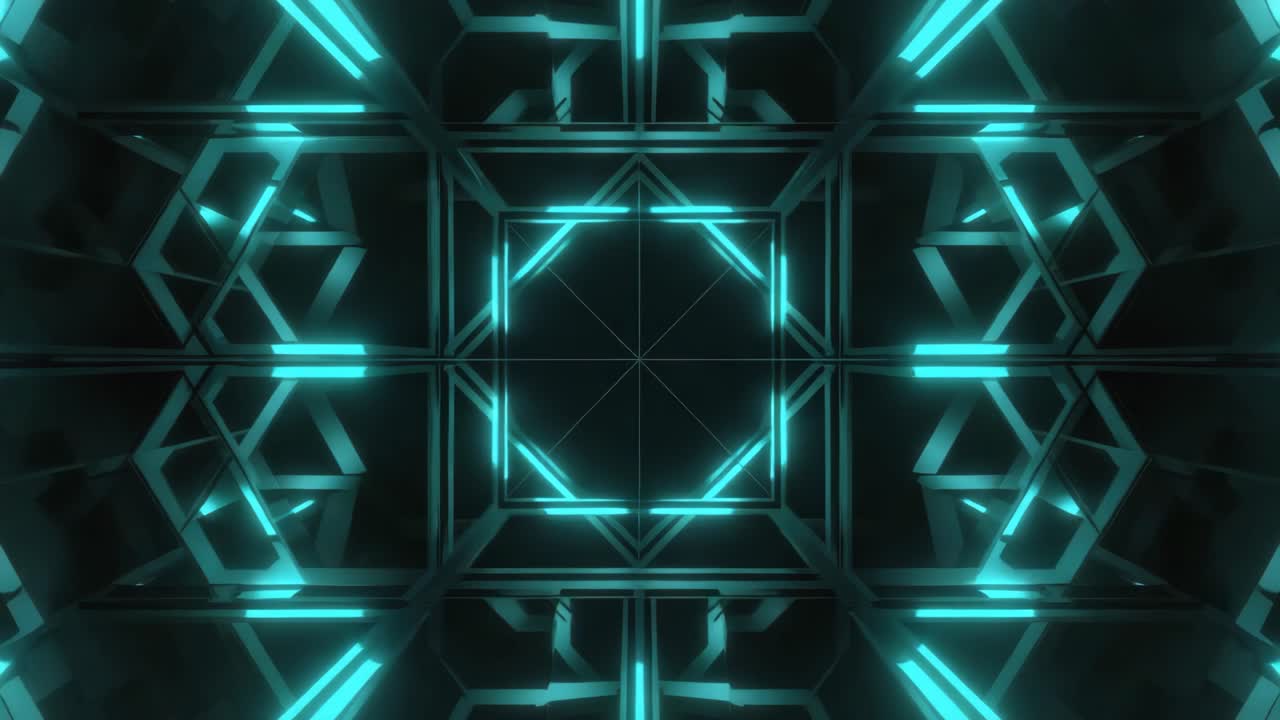 Abstract Geometric Tunnel with Neon Lights