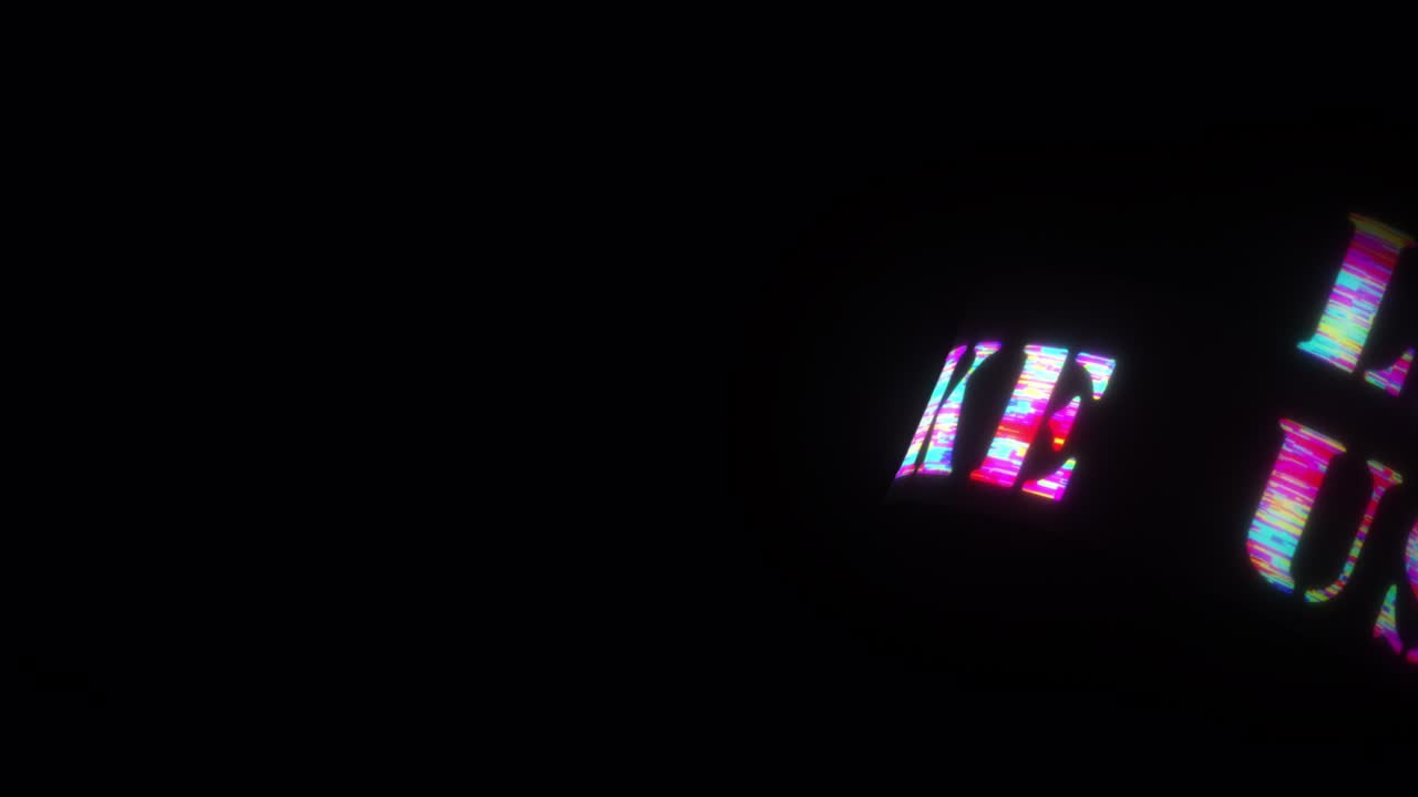 Like Us colorful text word flicker light animation loop rotation tube with glitch text effect. 4k 3d seamless looping Like Us glitch effect element for intro, title banner.