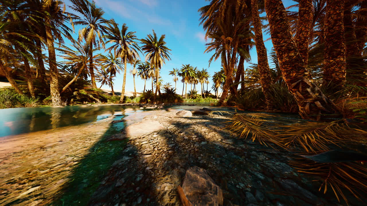 Fantasy pond oasis in a palm forest