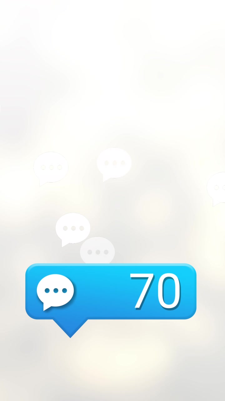 Animation af stigende notifikationer for social media chat over hvide bokeh sollyspletter