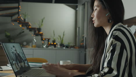 woman having a video call at home