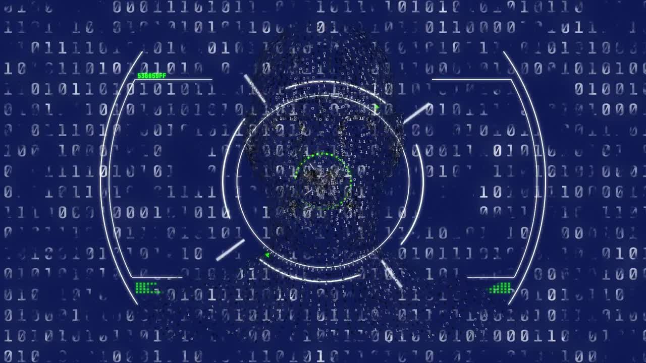 Animation of scope scanning over human and binary coding