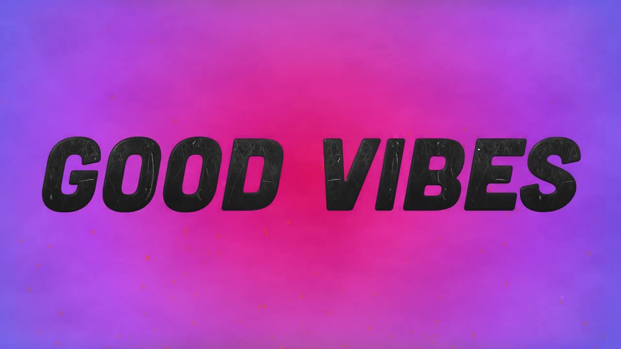 Digital animation of good vibes text against colorful spots of light on blue background
