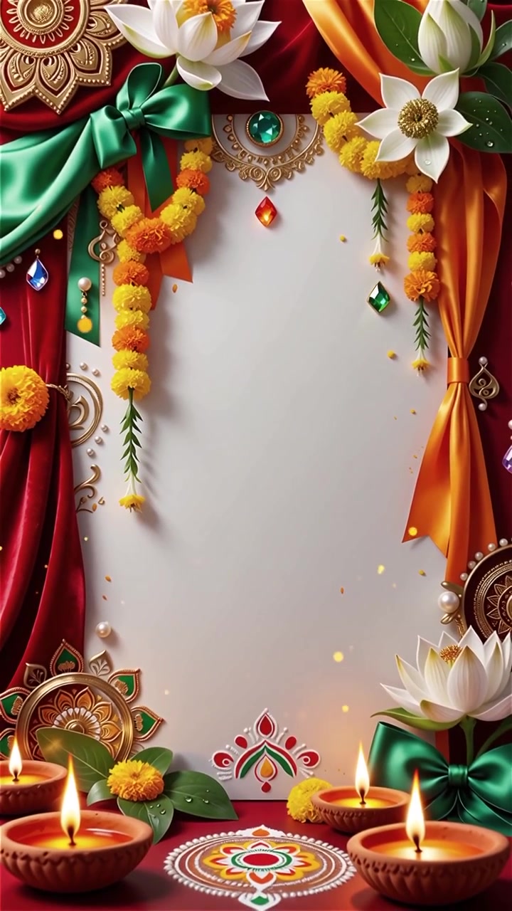 Sfondo del Festival Diwali con lanterne e decorazioni tradizionali Diyas.