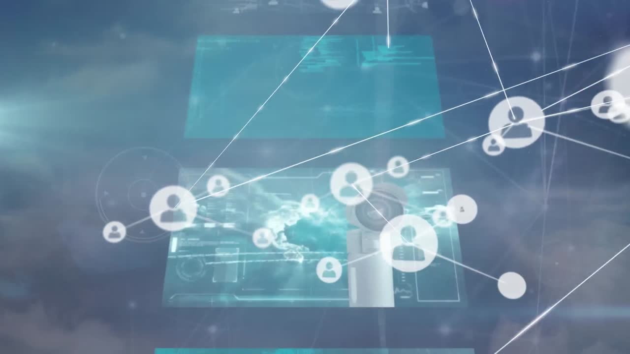 데이터 처리 및 클라우드를 통해 연결 네트워크의 애니메이션