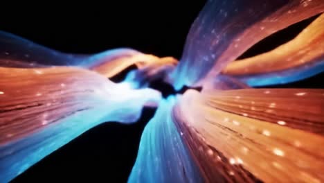 a stunning visual journey through dynamic streams of light and color intertwined in a mesmerizing abstract formation, invoking a sense of depth and movement.