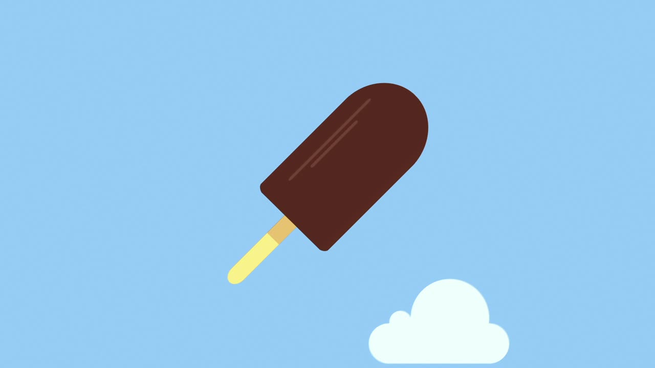 Chocolate Ice Cream Popsicle with Clouds
