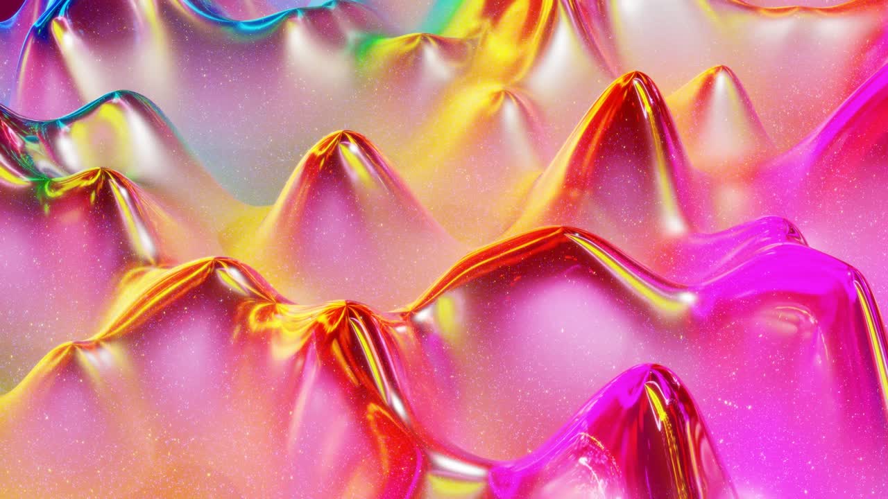 모양, 그라디언트 색상 및 흐름 파동이있는 액체의 아름다운 iridescent 파동 표면, 무지개 반이고 매트 액체, 부드러운 부드러운 애니메이션으로 창의적인 밝은 bg.