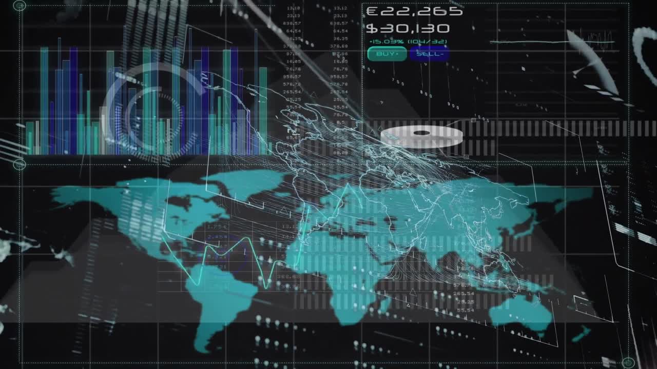 Animation of statistics and data processing over world map