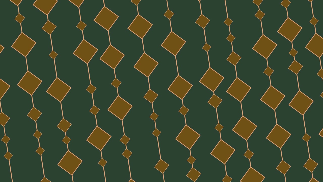 Animated Geometric Pattern of Brown Diamonds on Dark Green Background