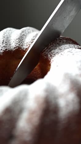 cutting a bundt cake