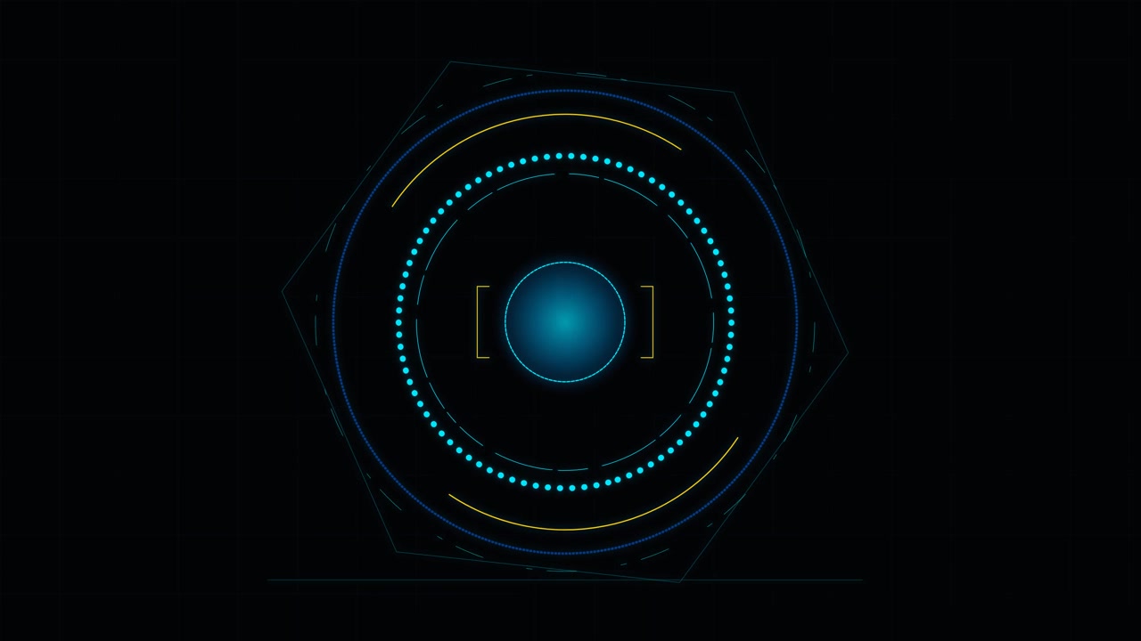 Futuristic Digital HUD Interface with Rotating Circular Elements