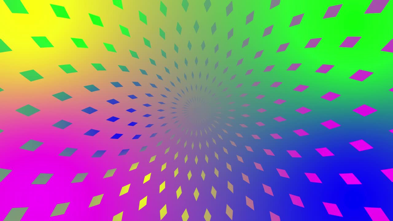 애니메이션 스크린 세이버는 원활하게 루프를 만들고 화면의 중앙에서 다채로운 추상적인 패턴이 증가합니다.