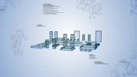 animation of circuit board and data processing over white background