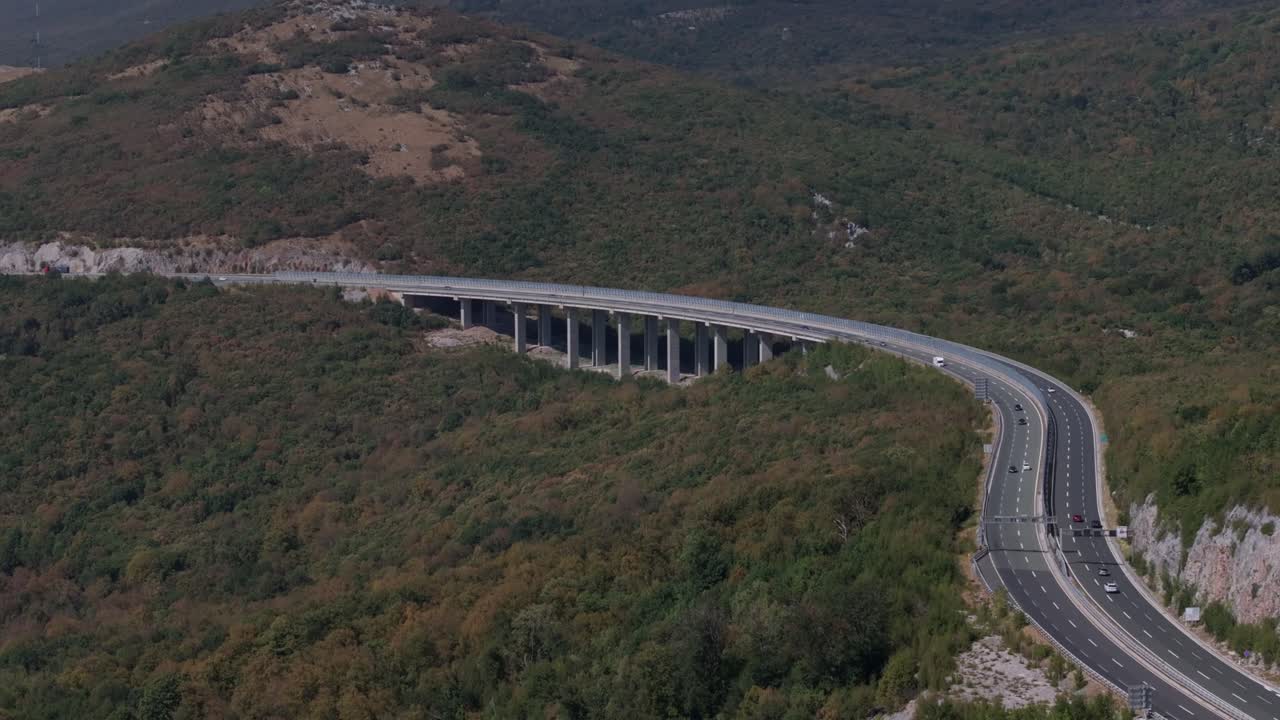 Croatian highway located in picturesque mountains. Holiday theme.