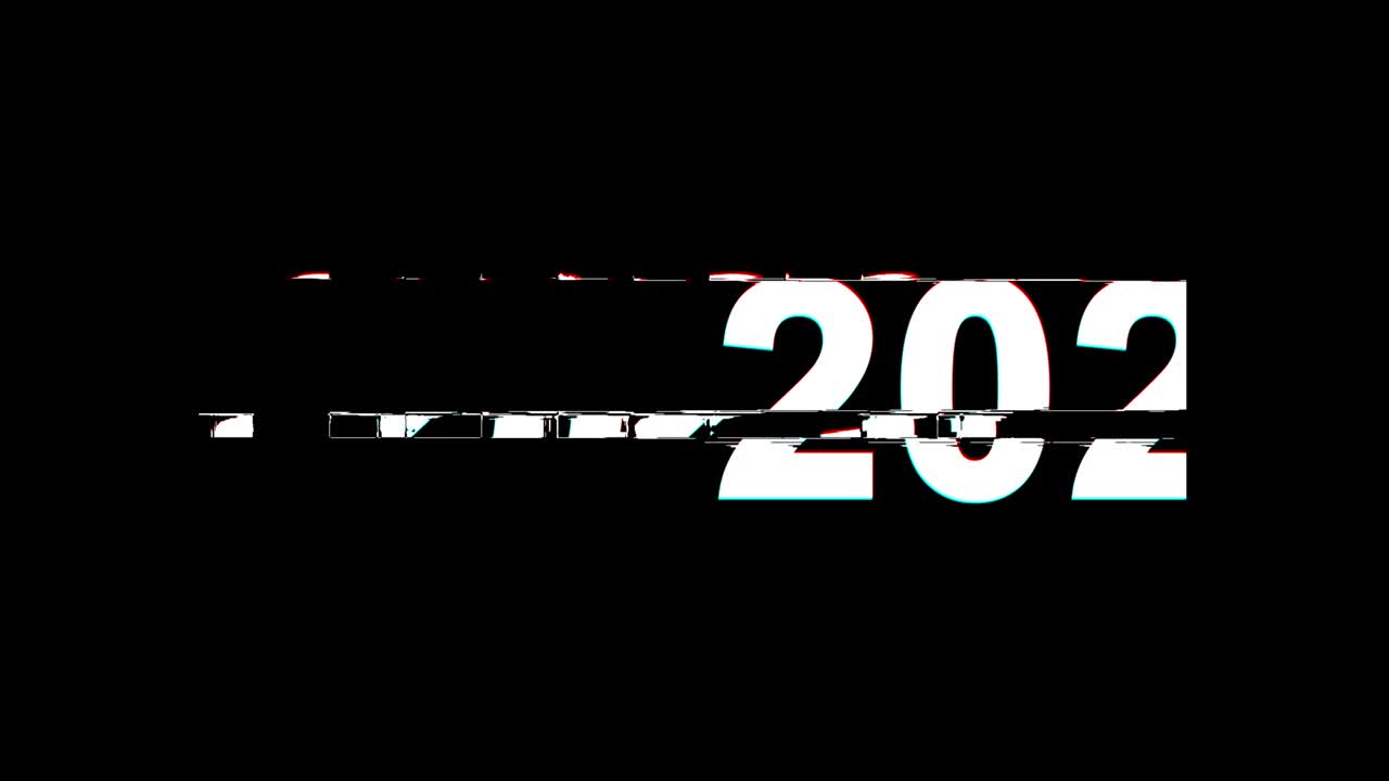 feliz año nuevo 2023 efecto glitch texto distorsión de televisión digital animación de bucle 4k