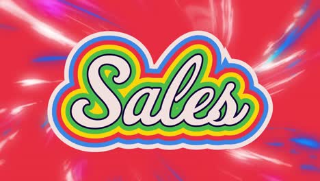 Animation-of-sales-rainbow-text-on-seamless-loop-light-trails