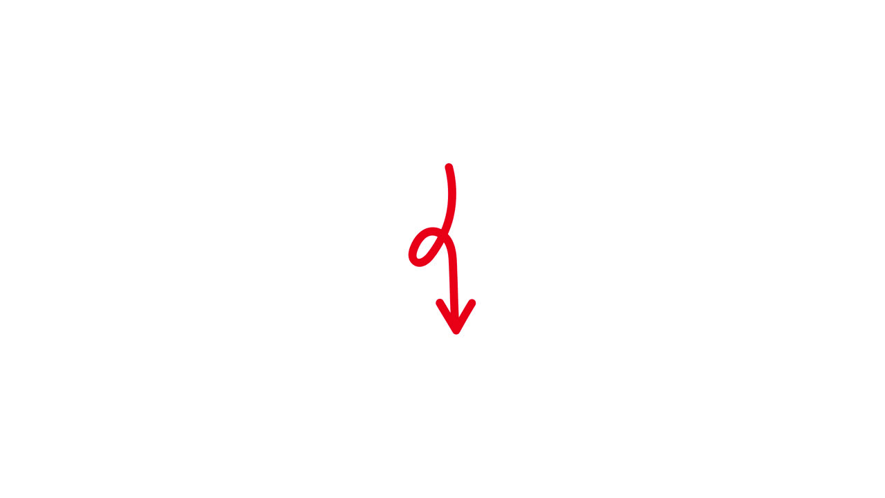 Red Hand-Drawn Arrow Pointing Down on White Background