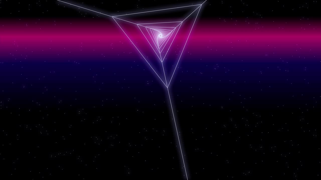 synthwave twisted triangle tunnel 3d render