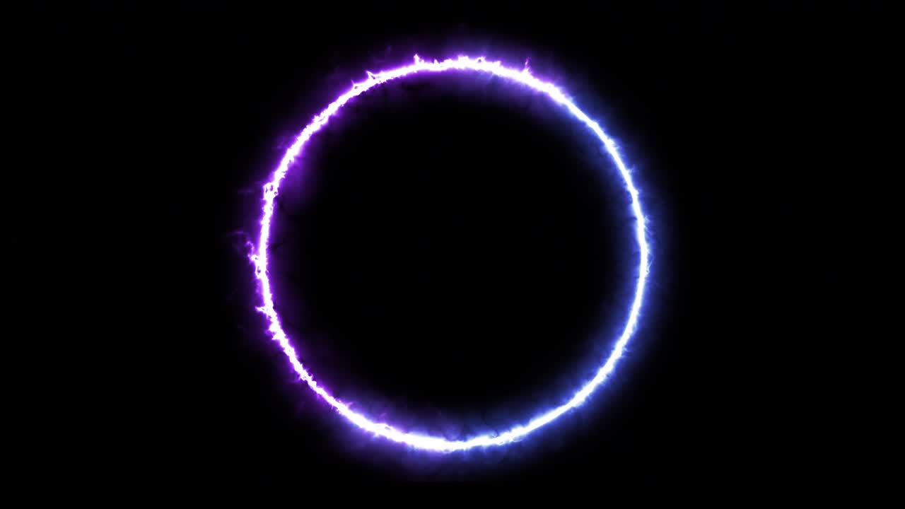 Abstract circle neon glowing portal.
