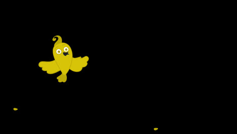 Cartoon-Gelber-Vogel-Fliegende-Symbolschleife-Animationsvideo-Transparenter-Hintergrund-Mit-Alphakanal.