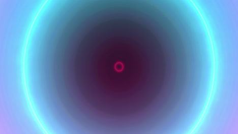 animación de círculos de neón pulsantes rosados, azules y violetas sobre fondo violeta