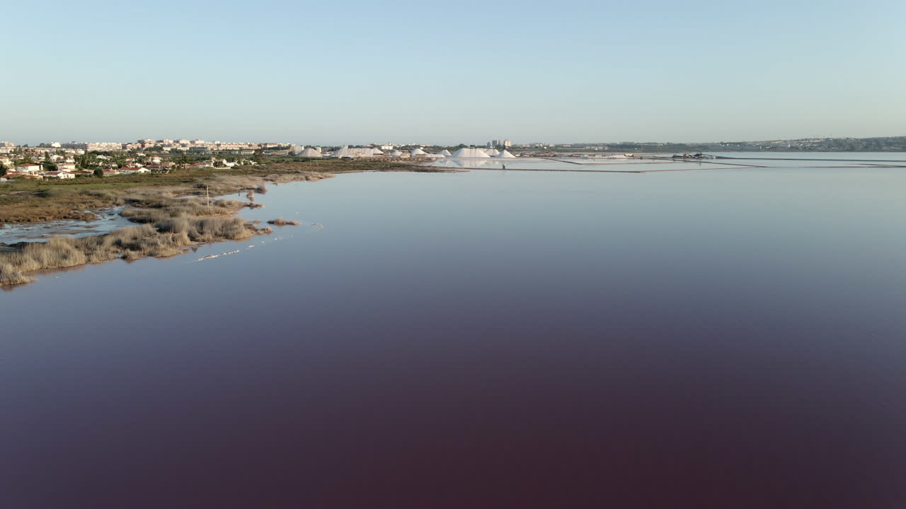Aerial View of Salt Flats and Pink Lake