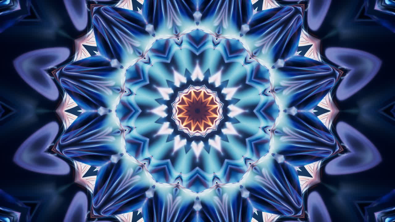 abstracto patrón de caleidoscopio de neón brillante, representación en 3d.