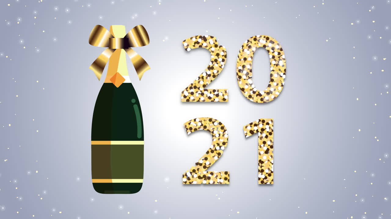 Celebrazione di Capodanno 2021 con bottiglia di champagne