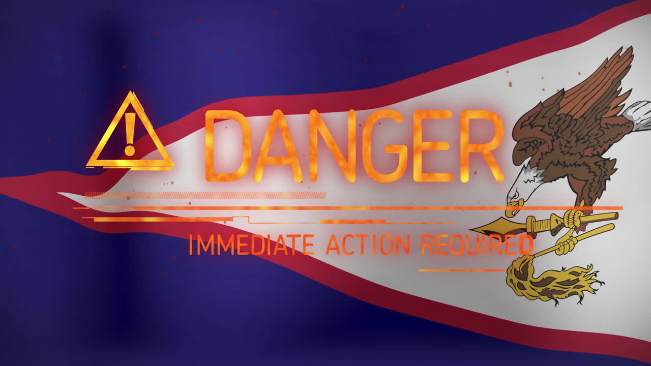 즉각적인 조치가 필요한 발 배경 위의 텍스트와 함께 위험 경고 애니메이션