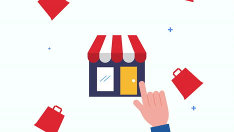 store building with hand user electronic commerce