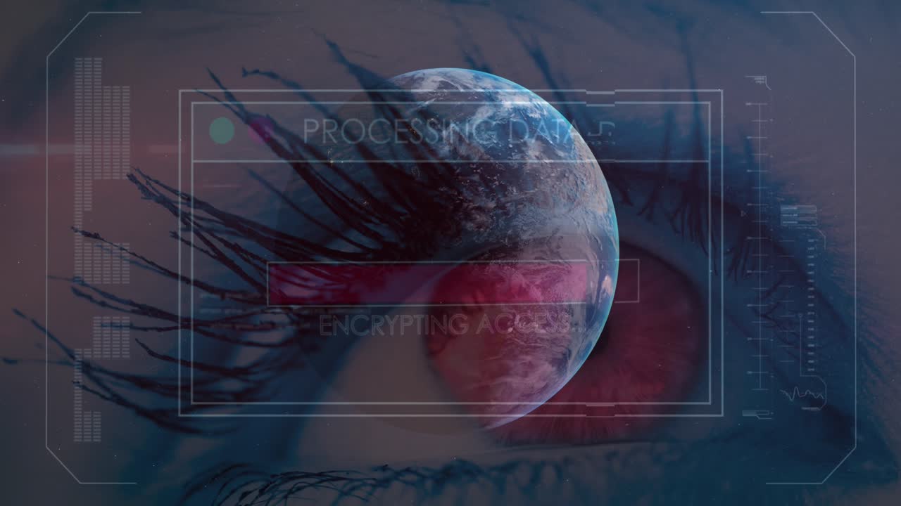 Animation of data processing over eye and globe