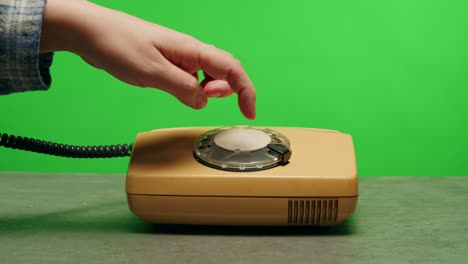 retro vintage phone, a yellow rotary telephone is displayed on a wooden desk, adding a nostalgic touch