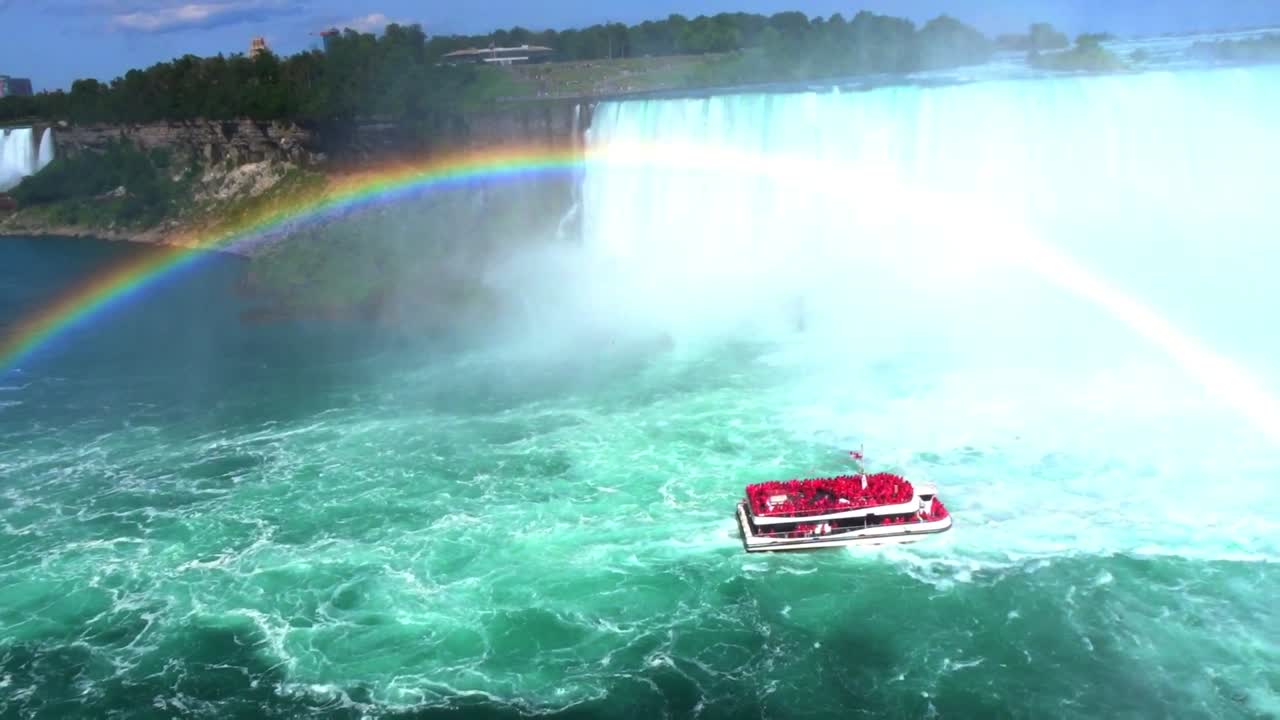 paisaje de las cataratas del niágara con un arco iris