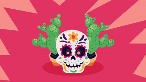 mexican culture skull head animation