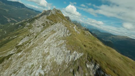 drone shot, panorama on the top of the mountain in austria