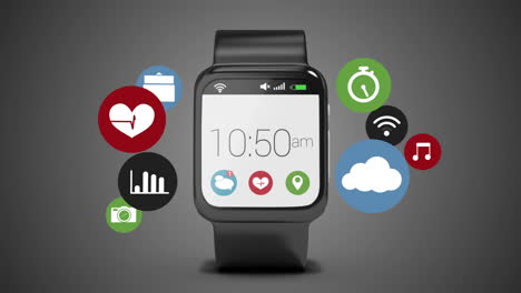 concepto de reloj inteligente con iconos
