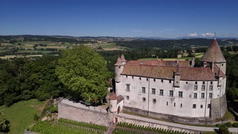 oron medieval château d'oron castle building aerial drone switzerland landmark swiss heritage site