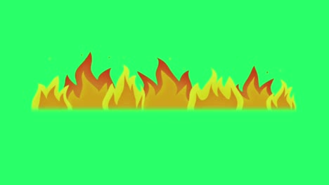 animation flame shine on green background.