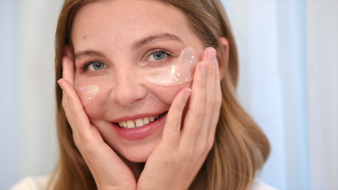 mujer con parches en los ojos