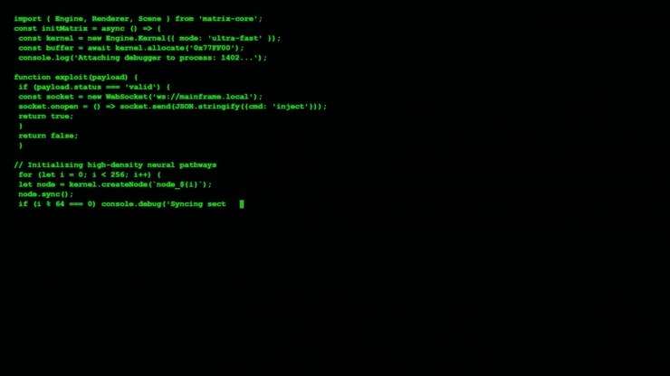 Computer Code Typing on Dark Screen