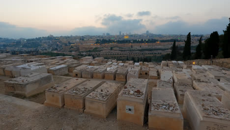 large holy jewish cemetery on mount of olives